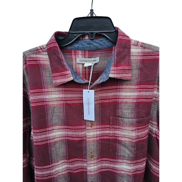 Outerknown Shirt Mens Large Transitional Slub Flannel Plaid Lumberjack Cozycore - Picture 7 of 16